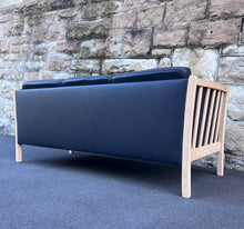 Load image into Gallery viewer, 3 Seat Black Leather Designer Sofa with a birch frame from Nordic Shop
