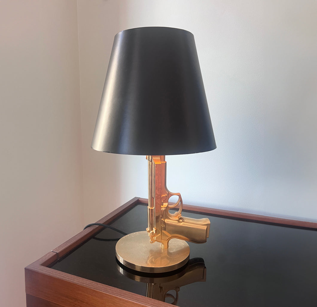 Flos Bedside Gun Table Lamp in 18k Gold by Philippe Starck