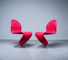 Load image into Gallery viewer, Fritz Hansen Red Verner Panton Tufted 123 Chairs (Pair)

