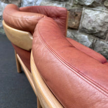 Load image into Gallery viewer, Danish Vintage 2 seat Leather &amp; Beech Sofa
