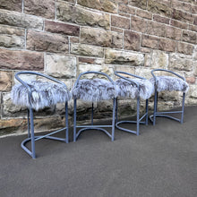 Load image into Gallery viewer, Kitchen counter stools with Mongolian sheepskin upholstered seats
